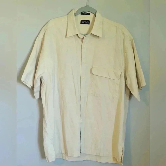 GANT Linen Blend Classic Button Down Mens Shirt With Pocket MENS Size Large - Picture 2 of 7